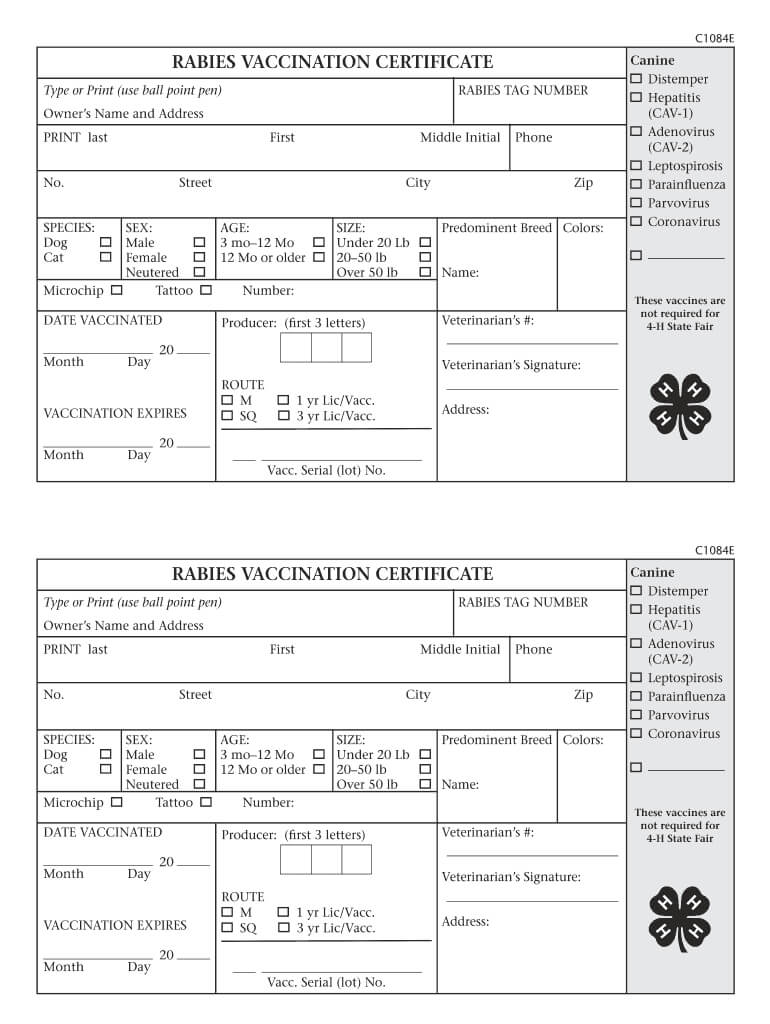 Rabies Vaccination Certificate – Fill Out And Sign Printable Pdf Template |  Signnow In Dog Vaccination Certificate Template