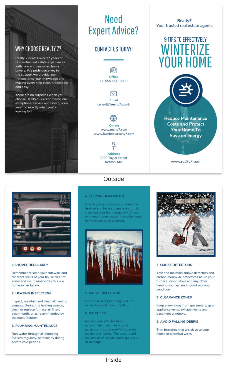 Real Estate Home Informational  Tri Fold Brochure  Template 