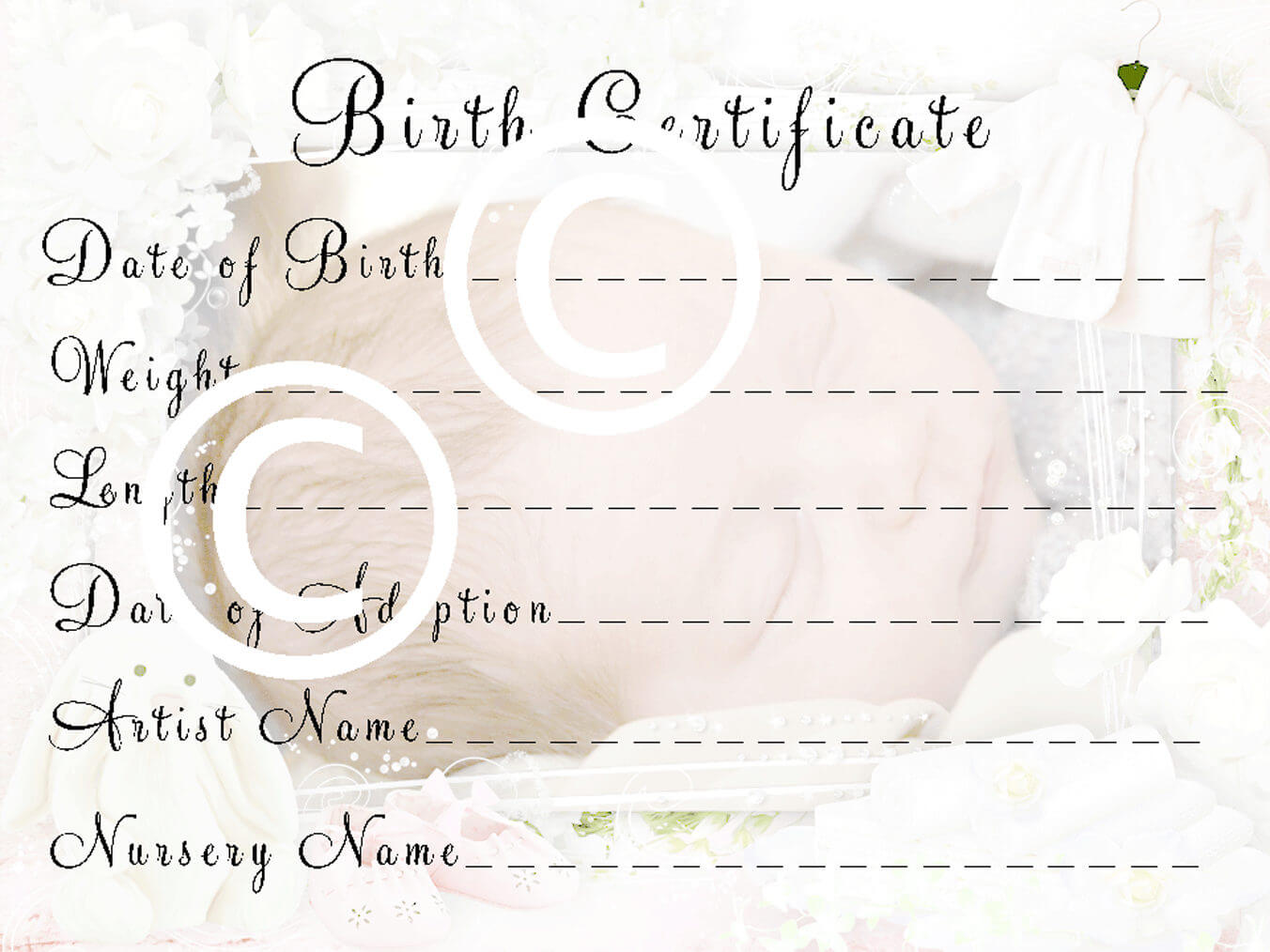Reborn Baby Doll Birth Certificate Instant Download To Print Free Ship Intended For Baby Doll Birth Certificate Template