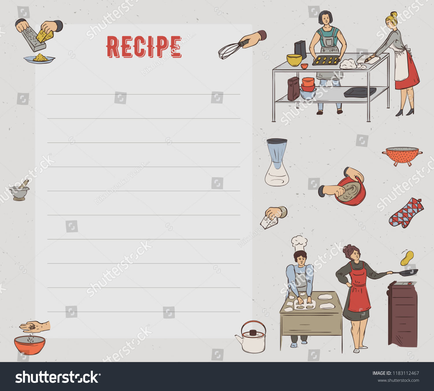 Recipe Card Cookbook Page Design Template Stock Vector For Restaurant Recipe Card Template