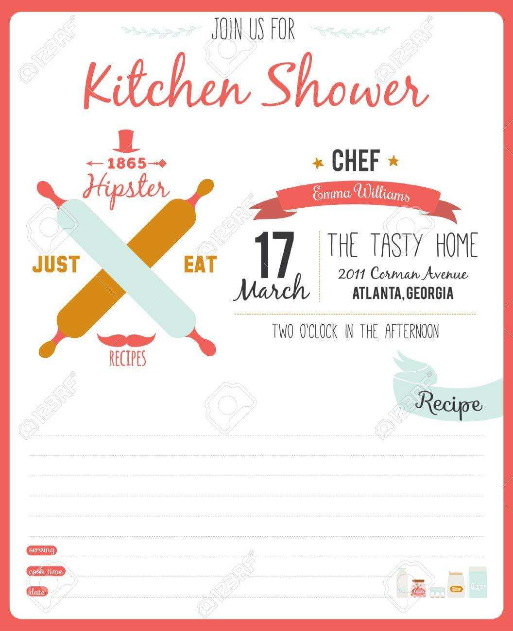 Recipe Card In Hipster Style For Restaurant And Cafe. Invitation.. With Regard To Restaurant Recipe Card Template