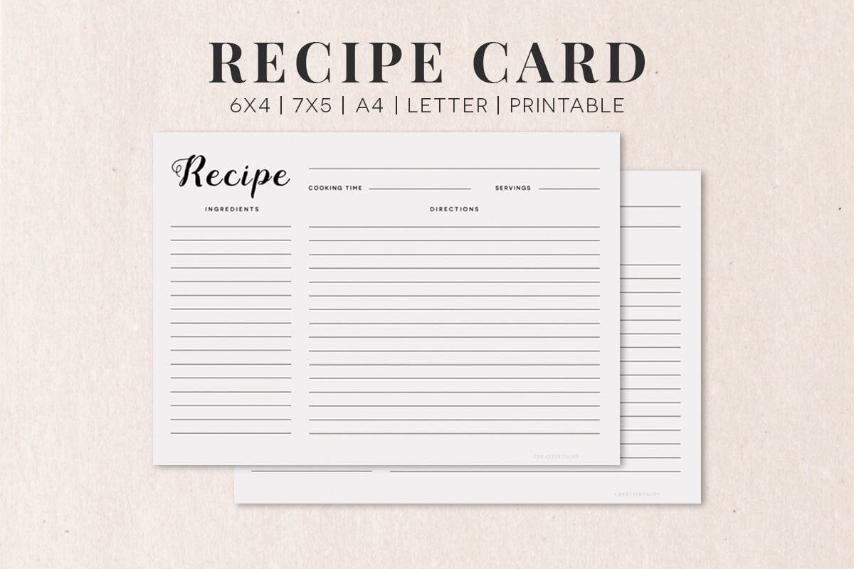 recipe card template for word