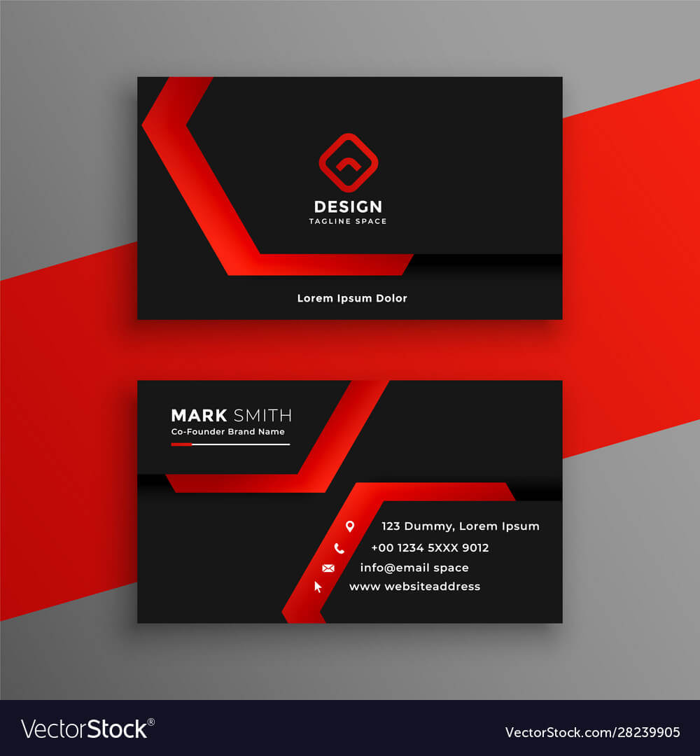 Red And Black Geometric Business Card Template Throughout Adobe Illustrator Card Template