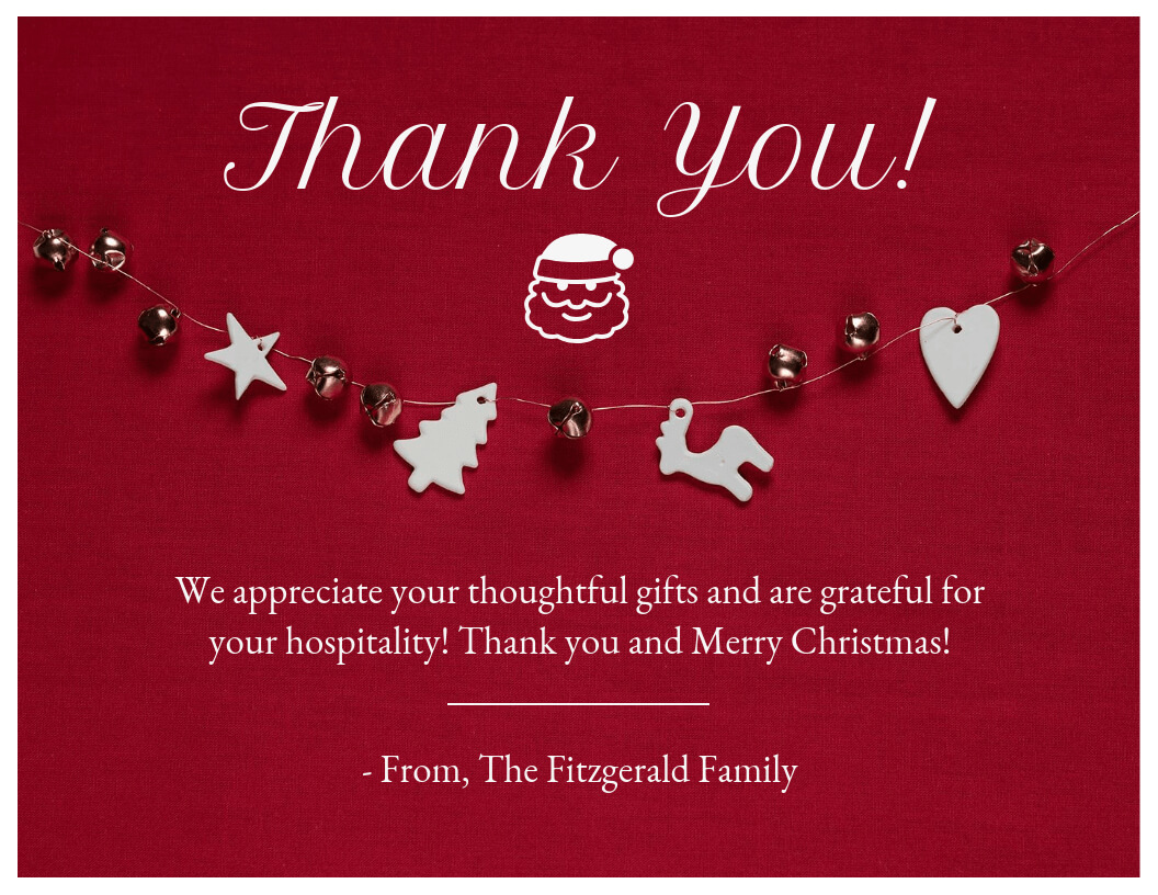 Red Christmas Thank You Card Template With Thank You Note Cards Template