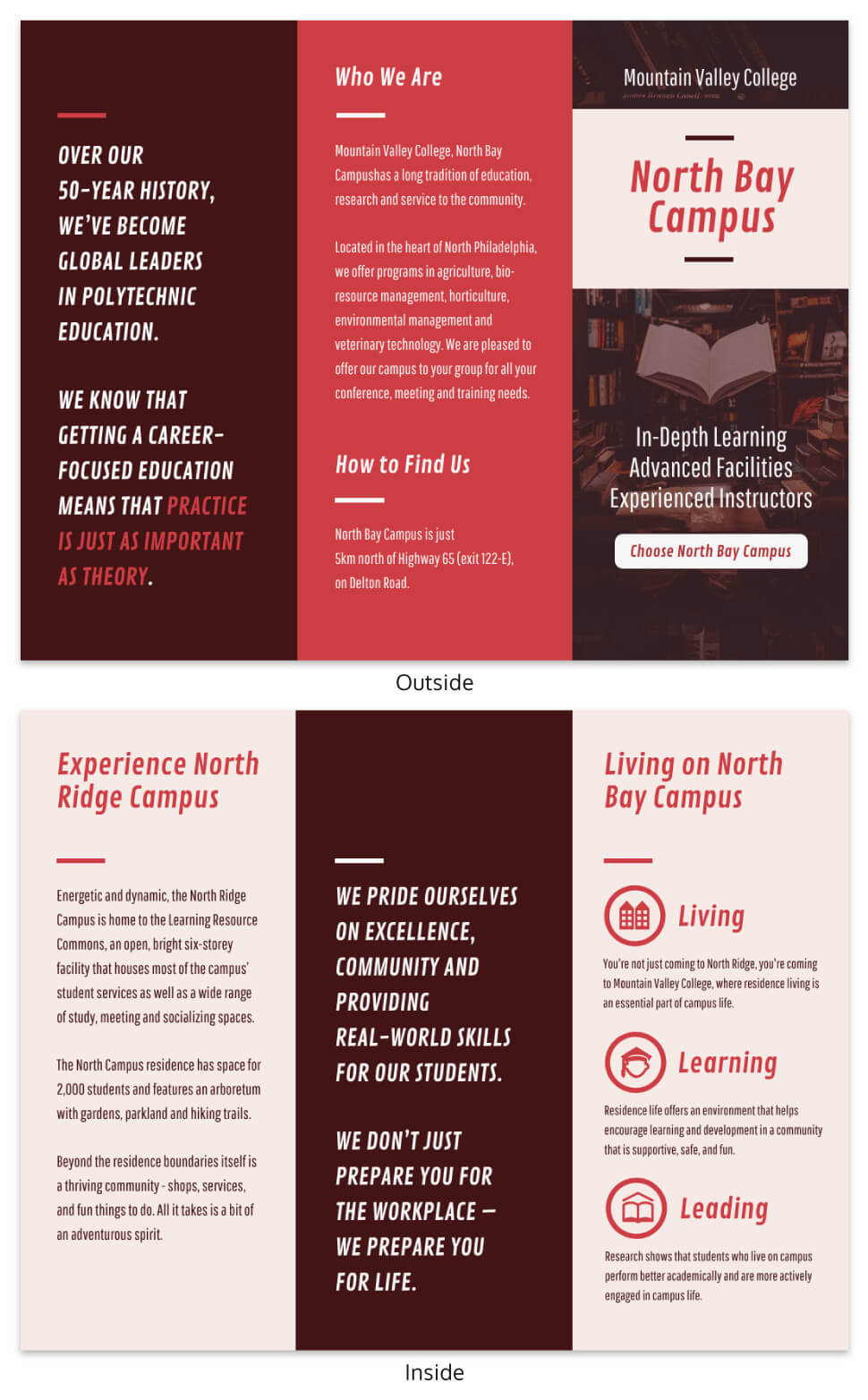 Red College Campus Tri Fold Brochure Template Pertaining To Student Brochure Template