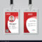 Red Corporate Id Card Template In Work Id Card Template