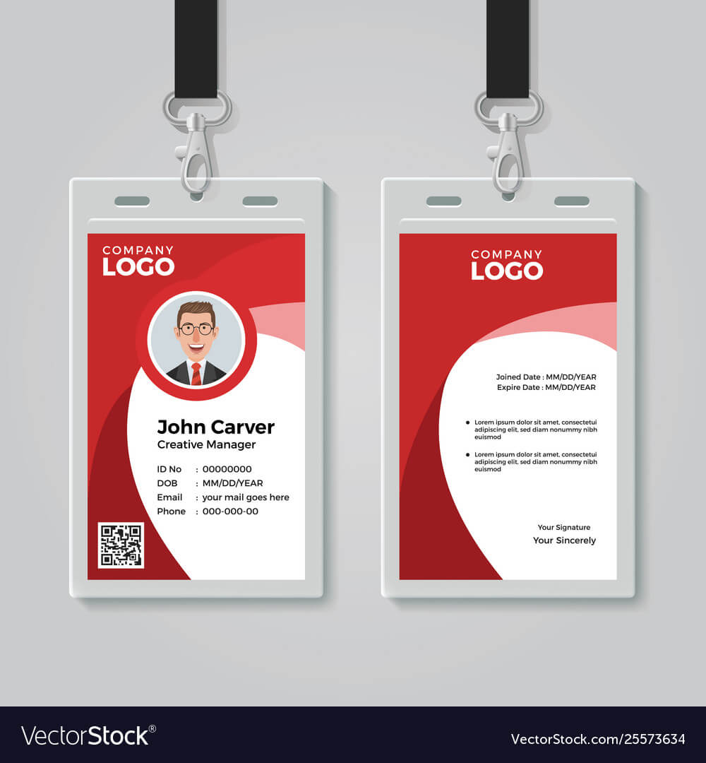 Red Corporate Id Card Template In Work Id Card Template - Professional ...