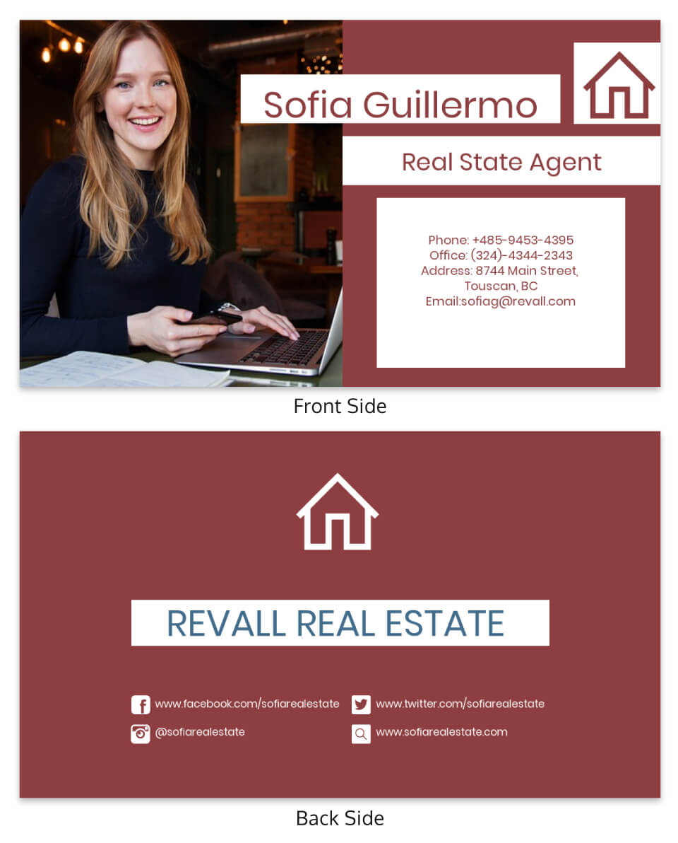 Red Real Estate Business Card Template Within Real Estate Agent Business Card Template