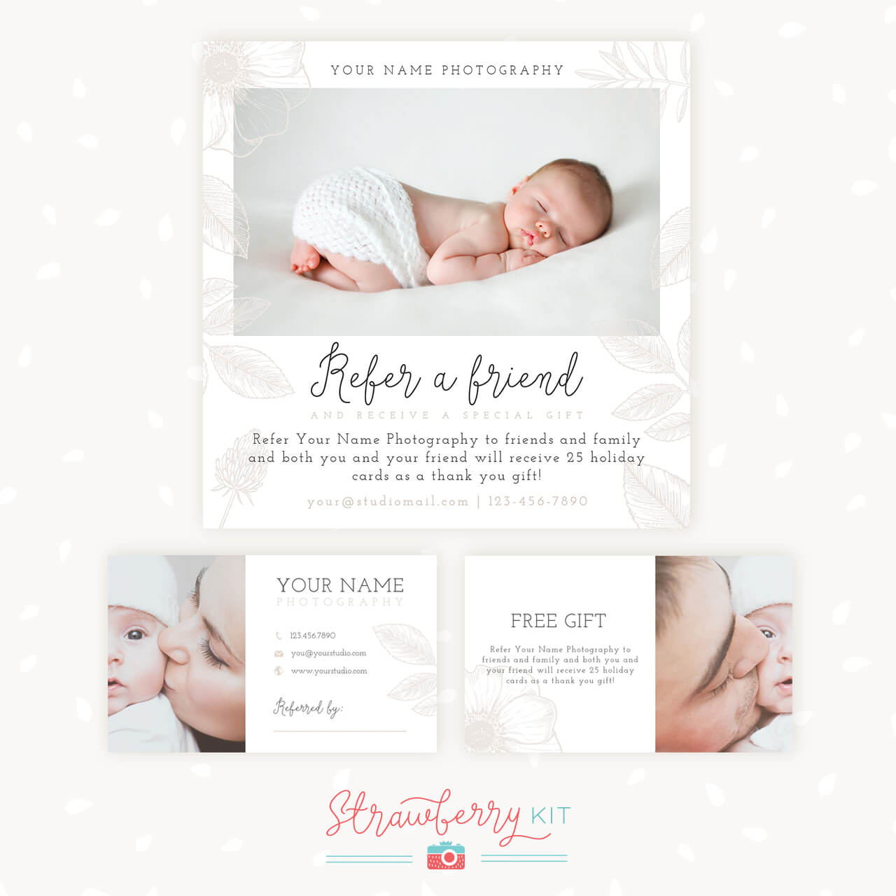 Refer A Friend Photography Template | Bonus Business Cards Inside Referral Card Template