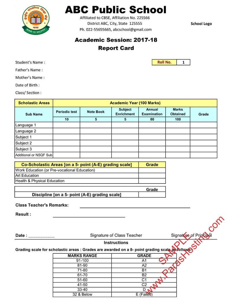 Report Card Format – Calep.midnightpig.co For Fake Report Card Template