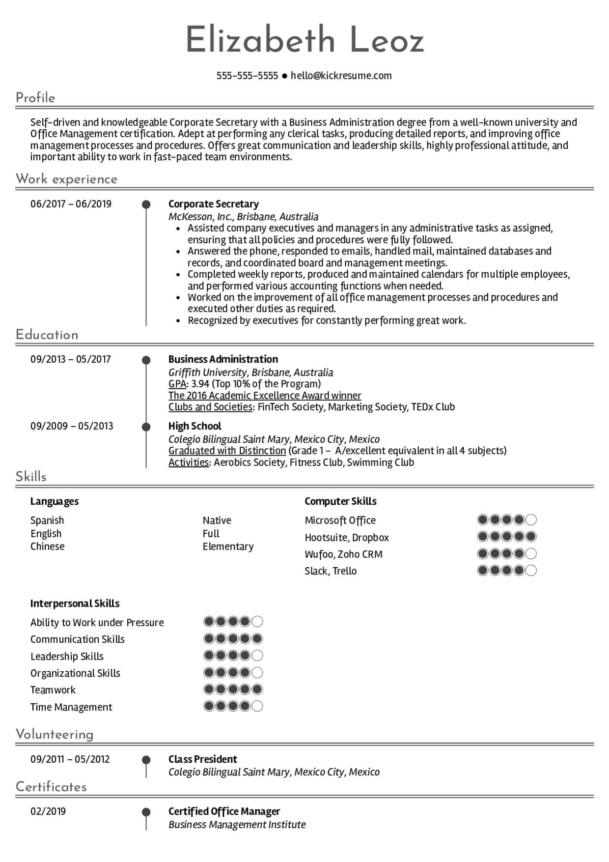 Resume Examplesreal People: Corporate Secretary Resume Intended For Corporate Secretary Certificate Template