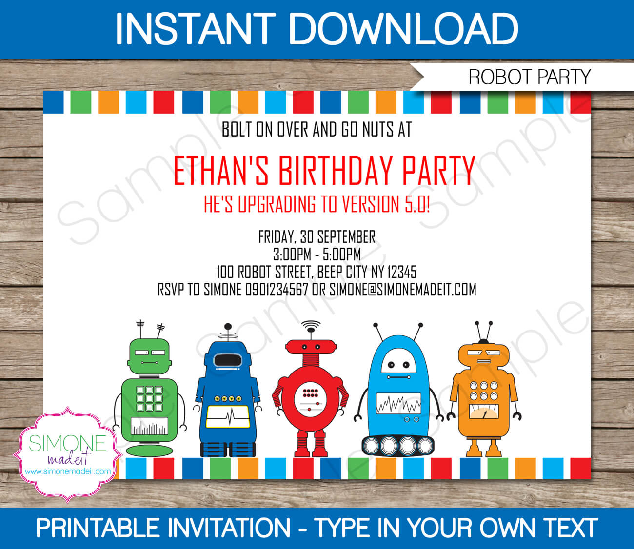 Robot Party Invitations Template | Birth #1155786 – Png Pertaining To Monster High Birthday Card Template