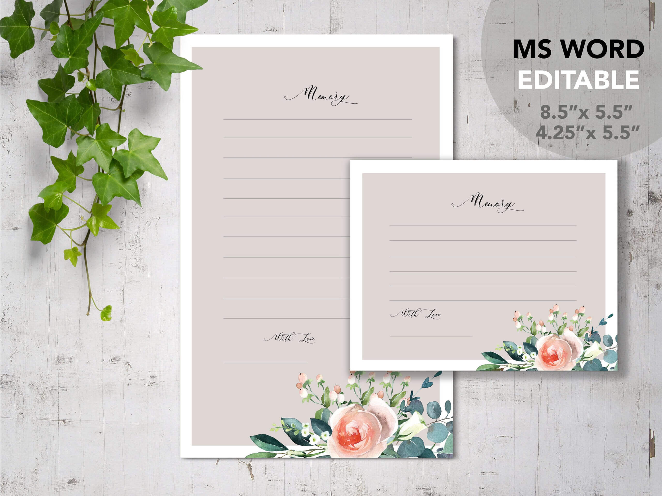 Rose Garden| Printable Funeral Share Memory Cards Template | Editable Ms  Word | Celebration Of Life For In Memory Cards Templates