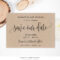 Rustic Save Our Date Card, Printable Wedding Save The Date, Kraft Save The  Date Template, Custom Save The Date Card, Instant Download Sd6 With Regard To Save The Date Powerpoint Template