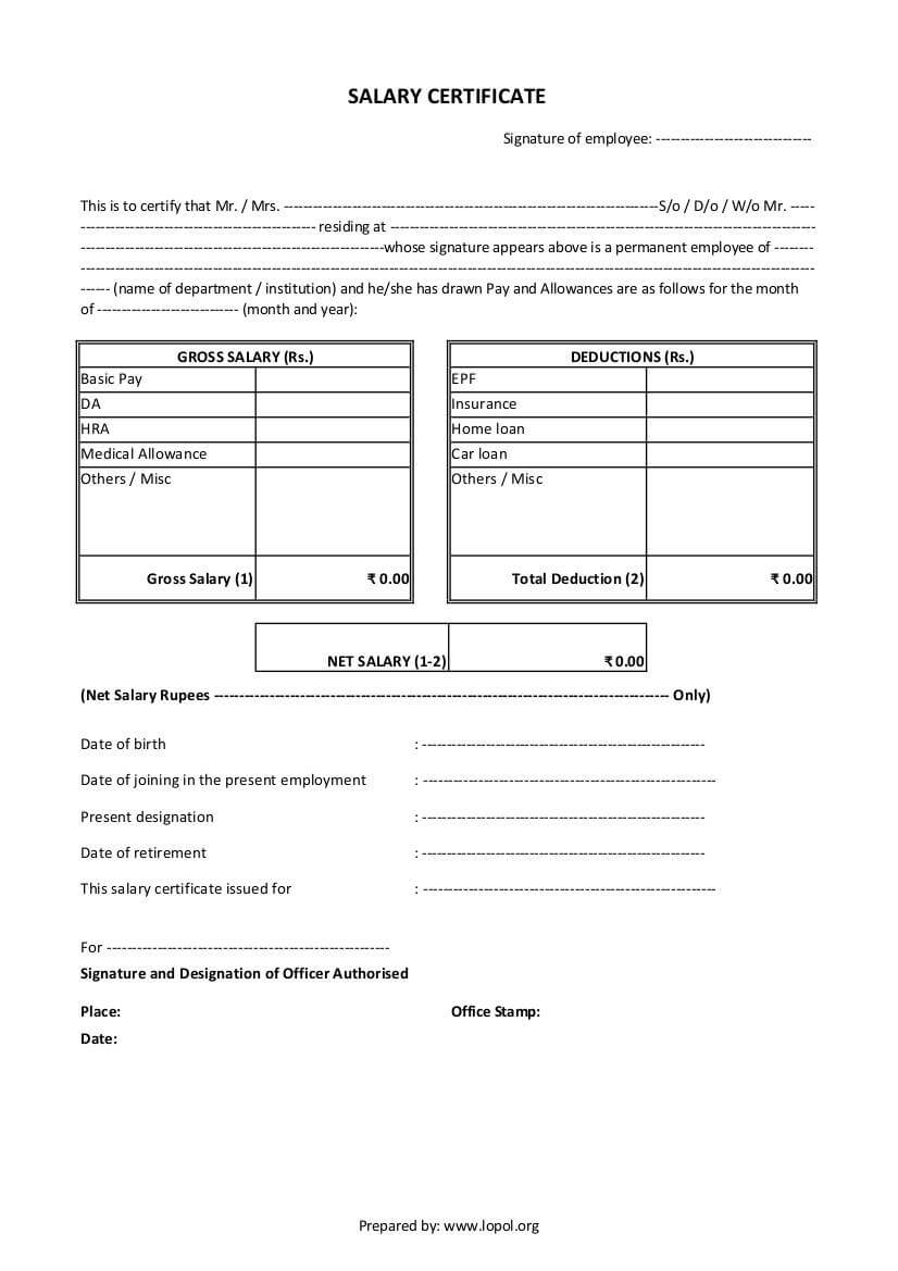 Salary Certificate Template – Calep.midnightpig.co In Construction Payment Certificate Template