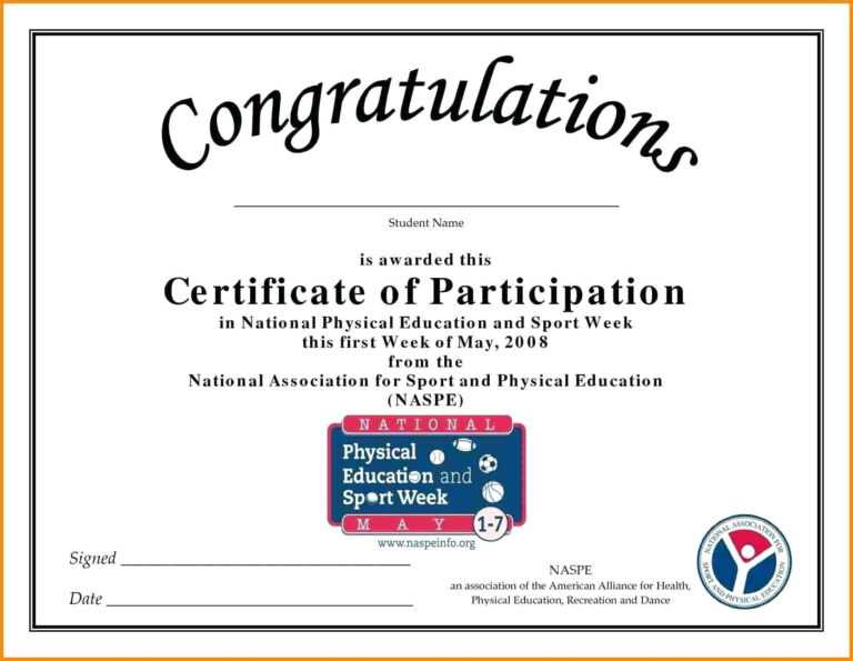 Certificate Of Participation Template Pdf