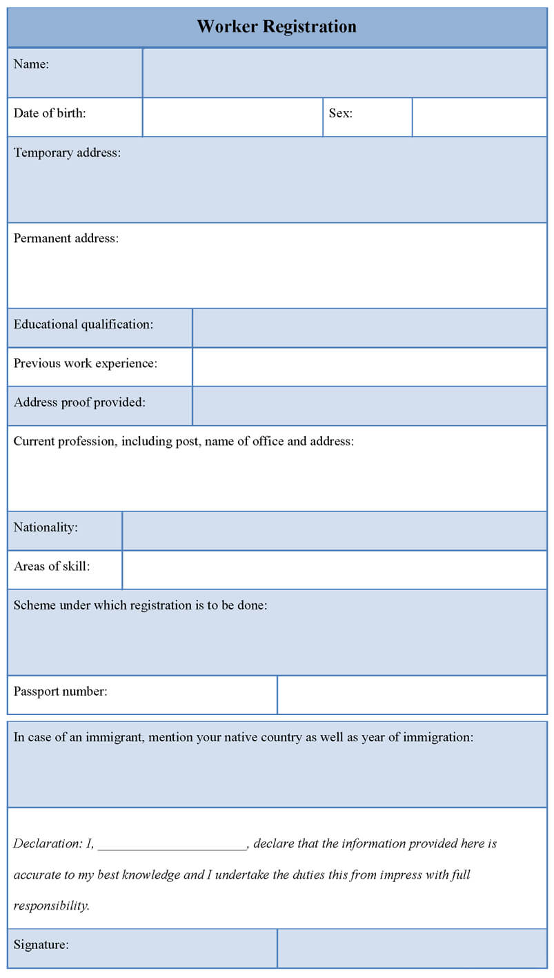Sample Employee Registration Form - Matchboard.co Inside Dd Form 2501 Courier Authorization Card Template