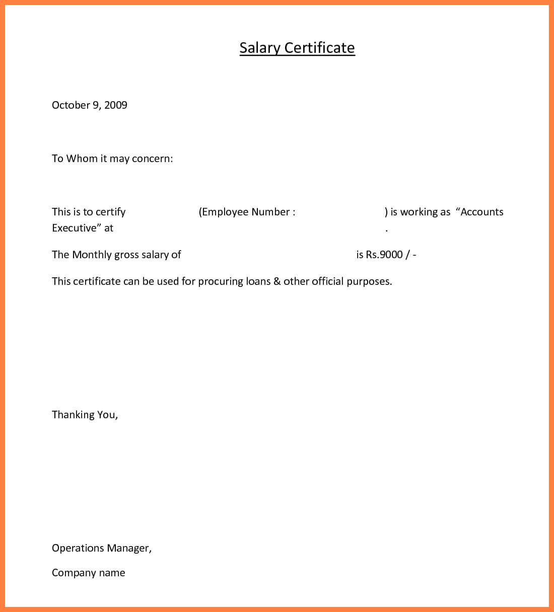 Sample Of Certificate Of Compensation – Dalep.midnightpig.co Throughout Sample Certificate Employment Template