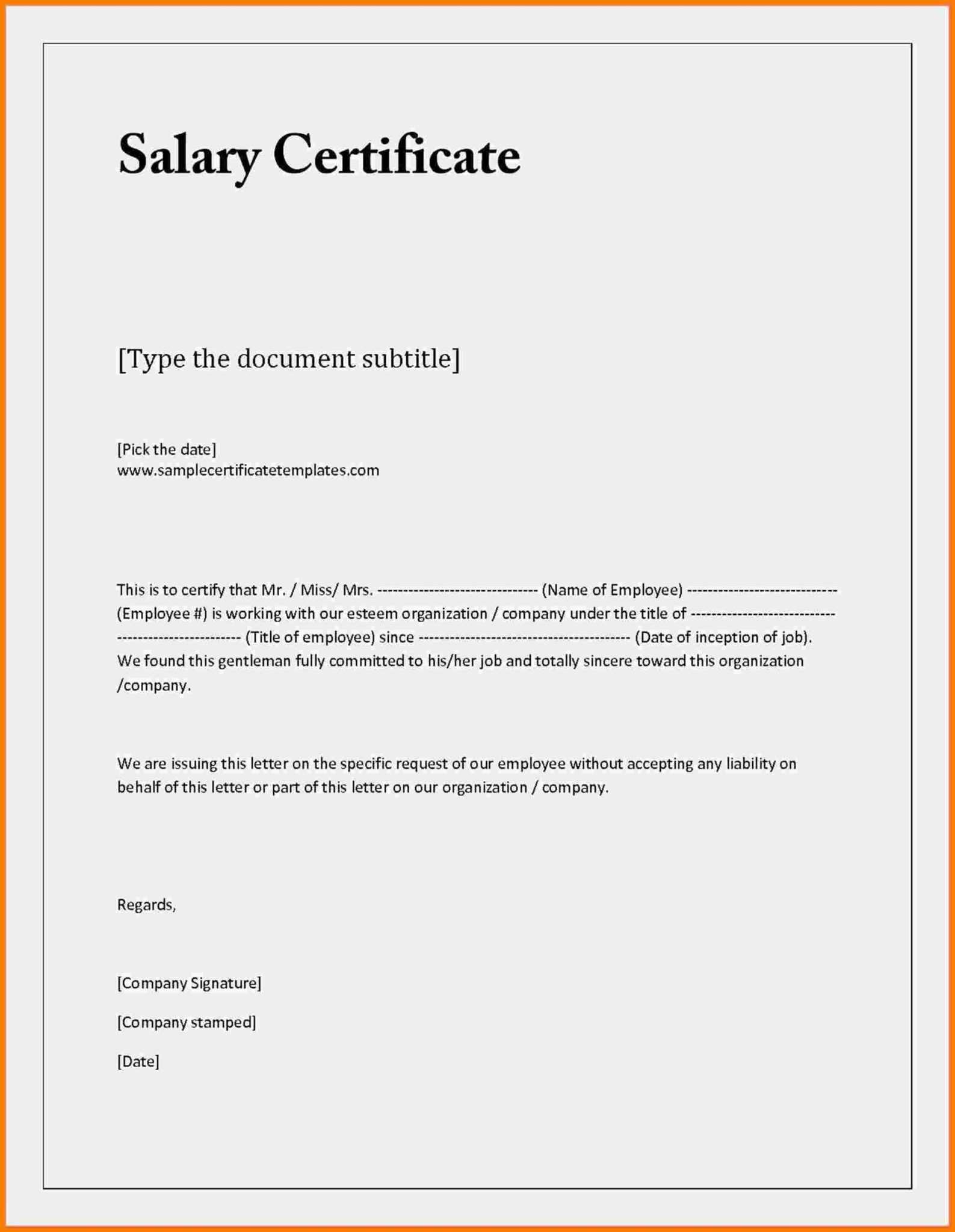 Sample Of Certificate Of Employment With Compensation intended for