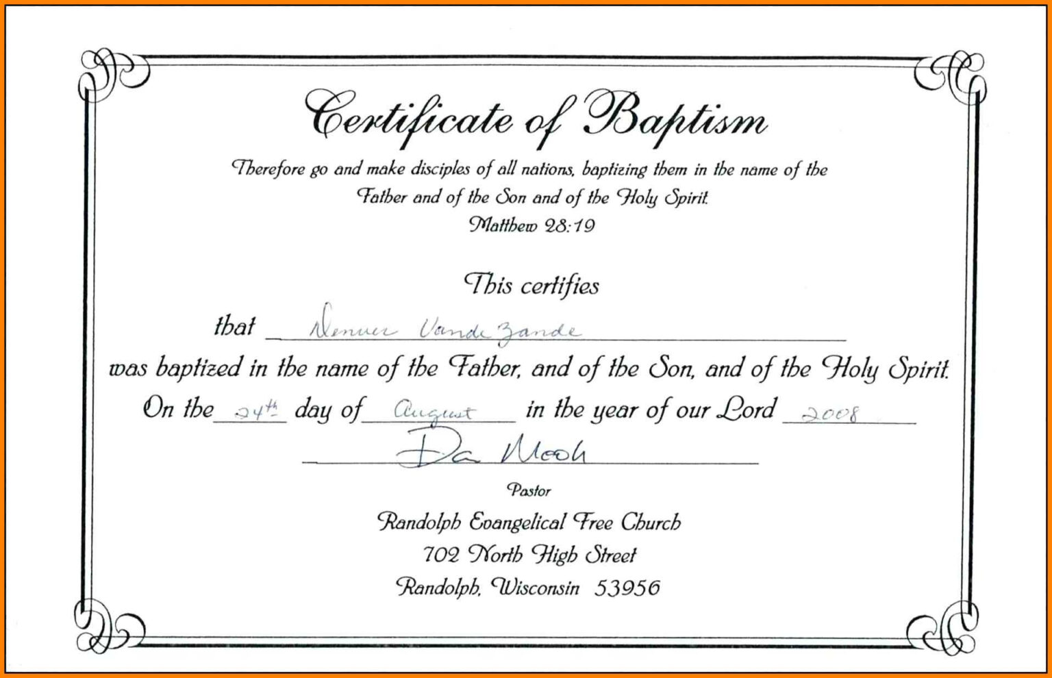 Samples Of Baptism Certificates Calep midnightpig co Inside Christian