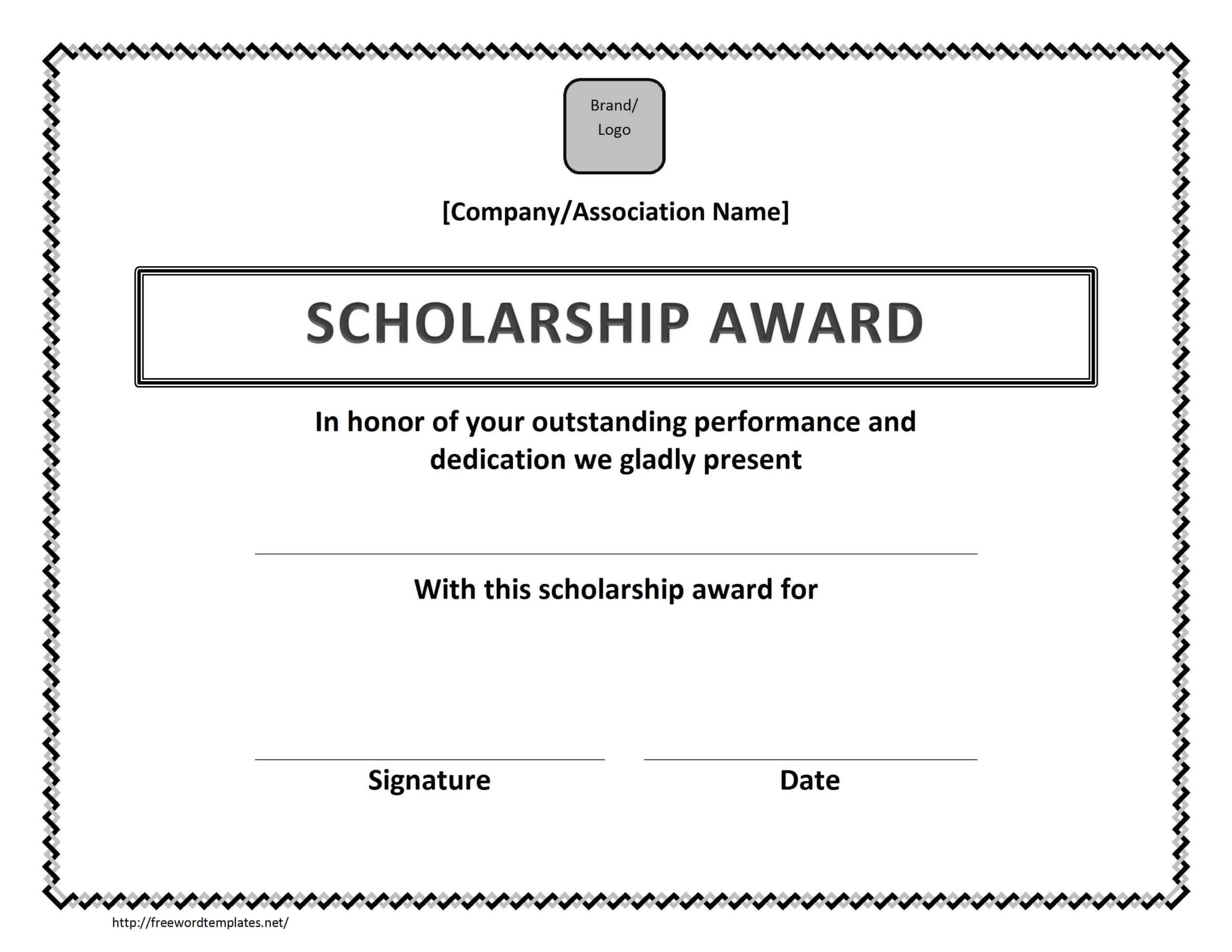 Scholarship Award Certificate Template With Microsoft Word Award Certificate Template