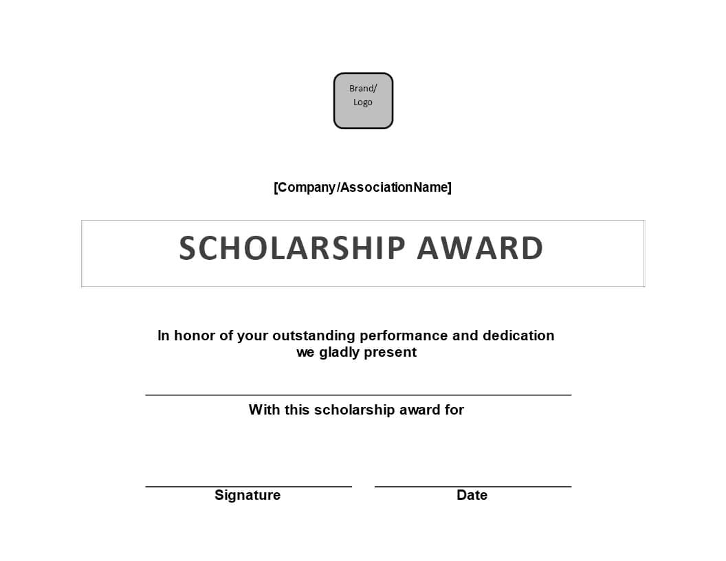 Scholarship Award Certificate | Templates At Throughout Scholarship Certificate Template