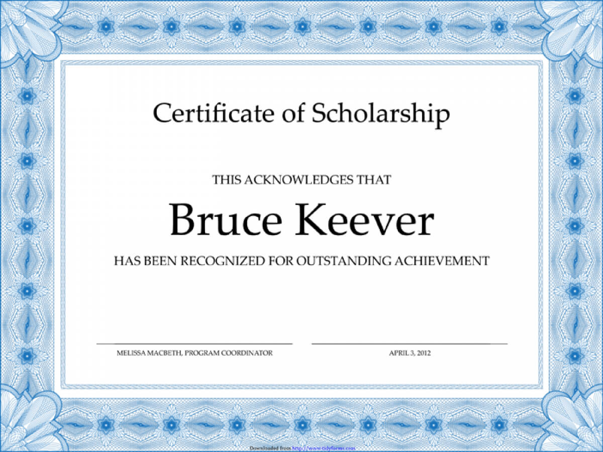 Scholarship Certificate Template Word And Eps Format In Scholarship Certificate Template