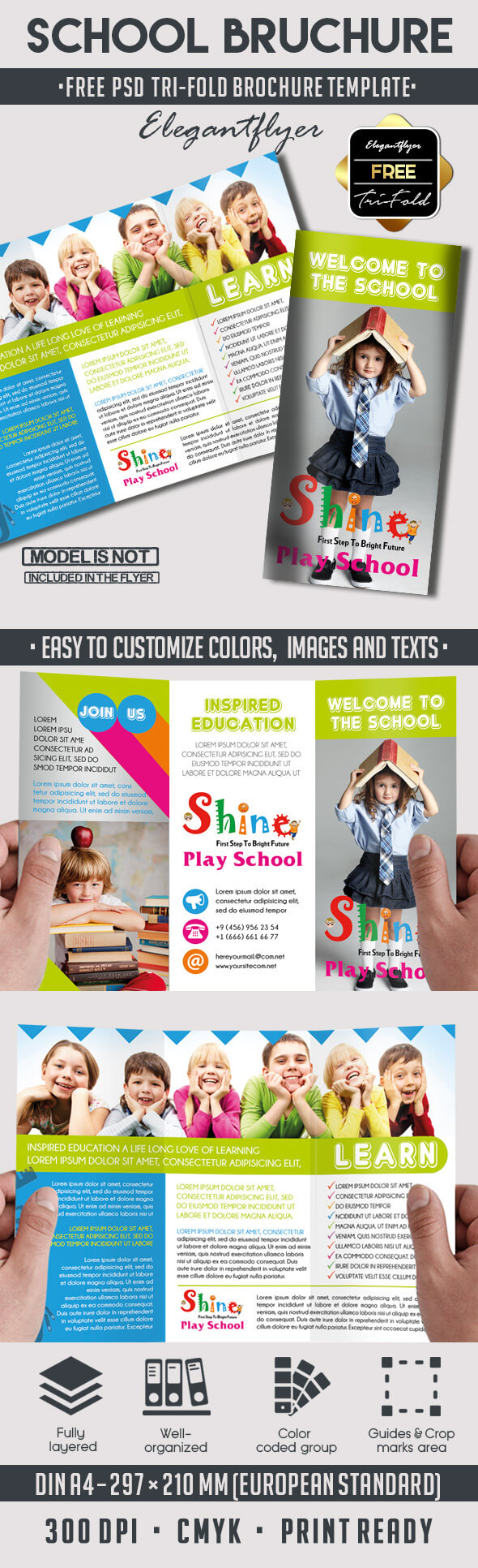School – Free Psd Tri Fold Psd Brochure Template On Behance With Play School Brochure Templates