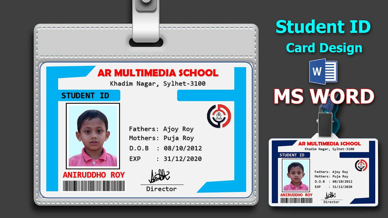School Id Card Design In Ms Word 2020 || Student Identity Card Format Doc  || স্টুডেন্ট আইডি কার্ড Ar Intended For Id Card Template For Microsoft Word