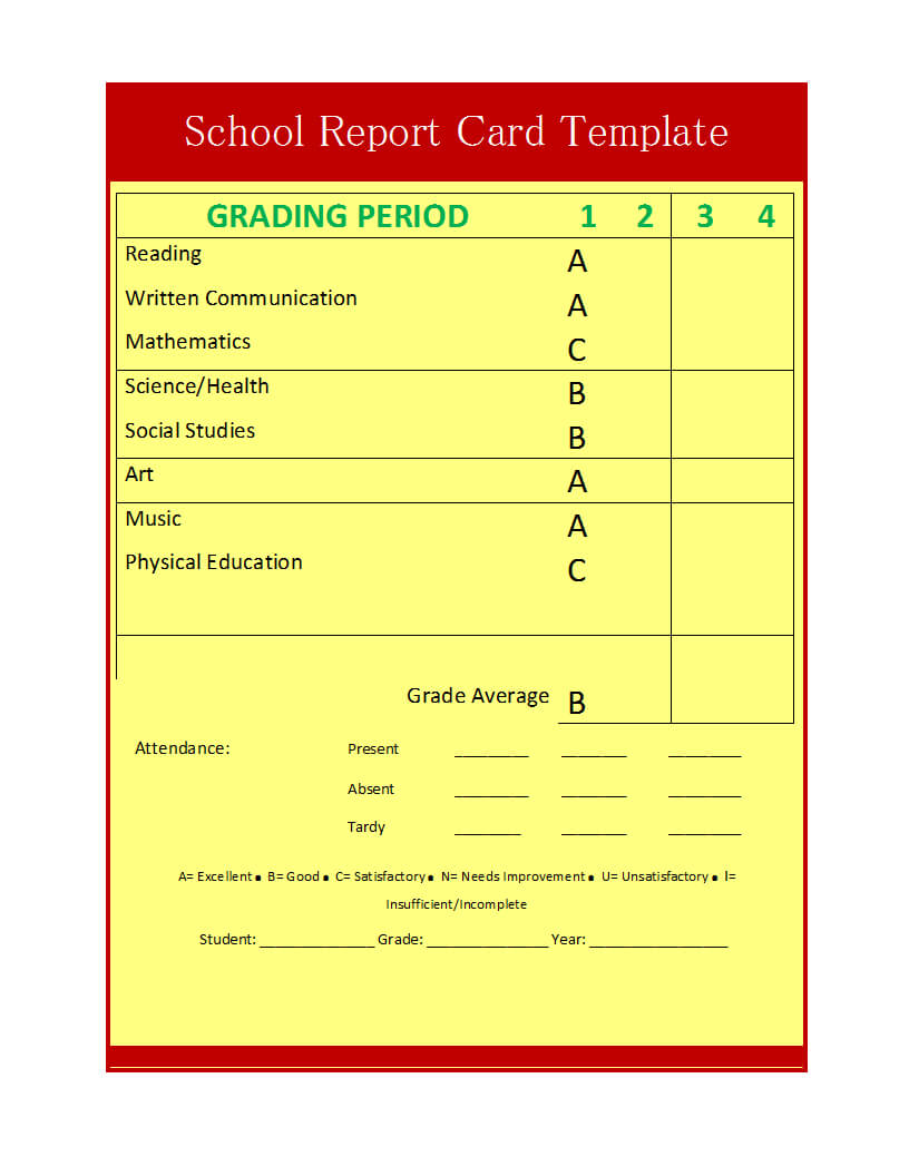 School Report Template Pertaining To Result Card Template