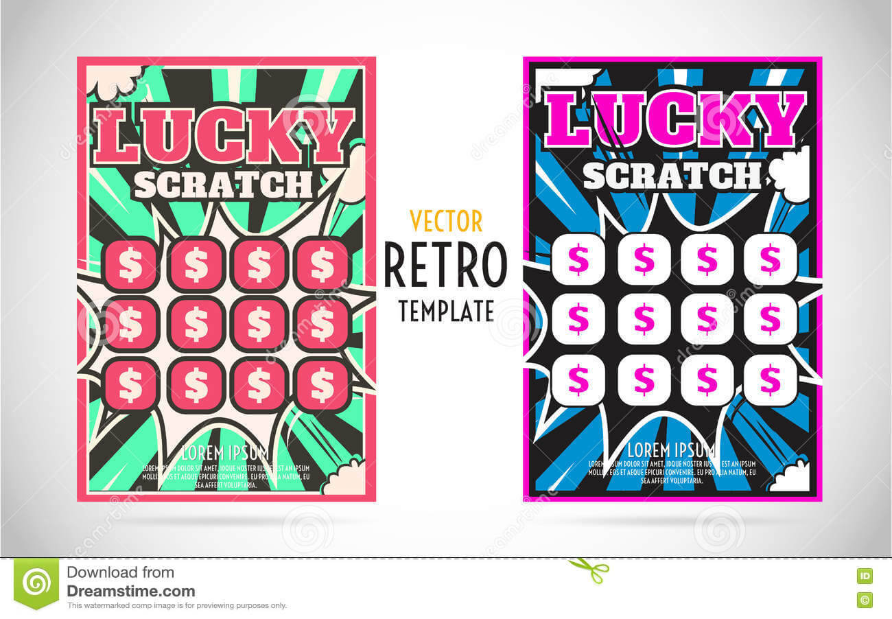 Scratch Off Lottery Ticket Vector Design Template Stock In Scratch Off