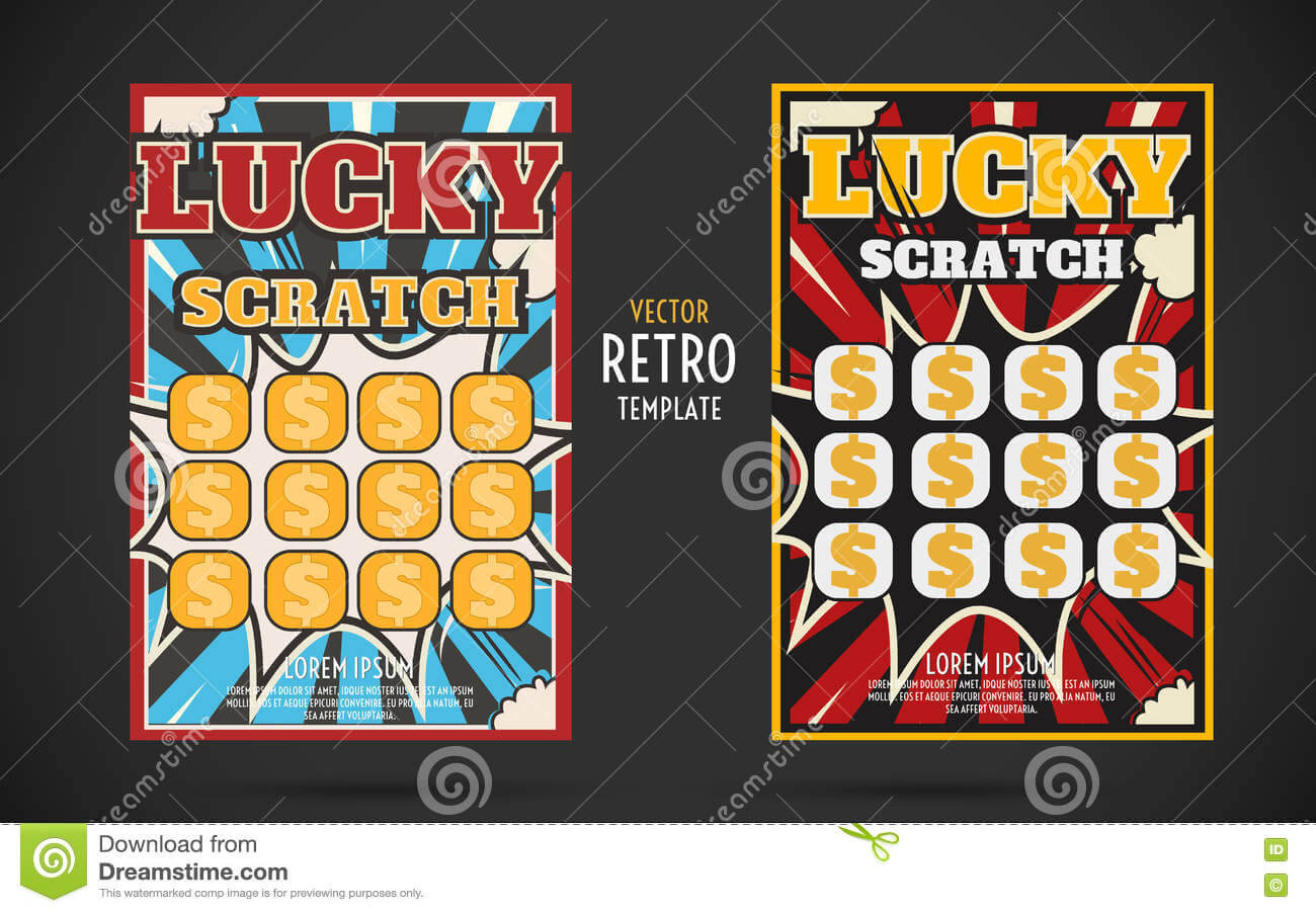 Scratch Off Lottery Ticket Vector Design Template Stock Pertaining To