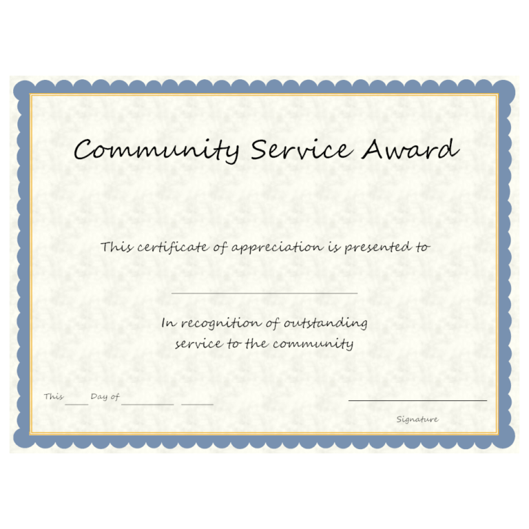 Volunteer Award Certificate Template