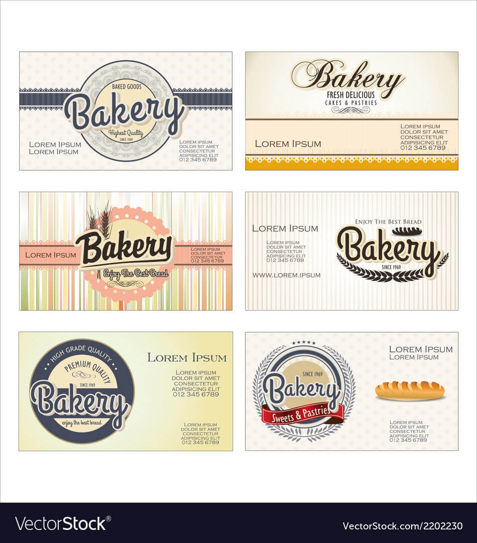 Set Of 5 Bakery Business Card Templates With Cake Business Cards Templates Free