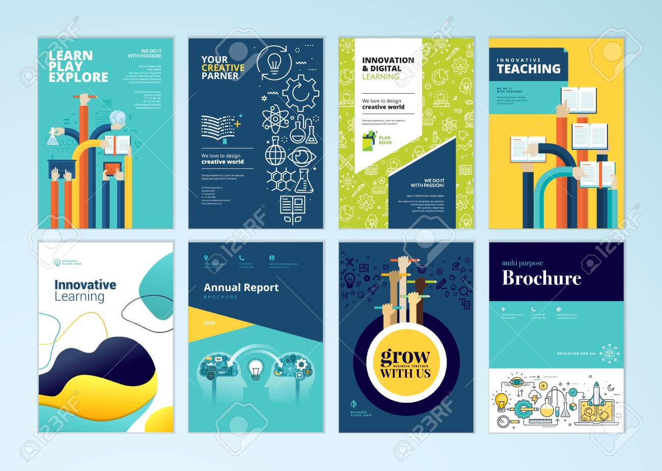 Set Of Brochure Design Templates On The Subject Of Education,.. in