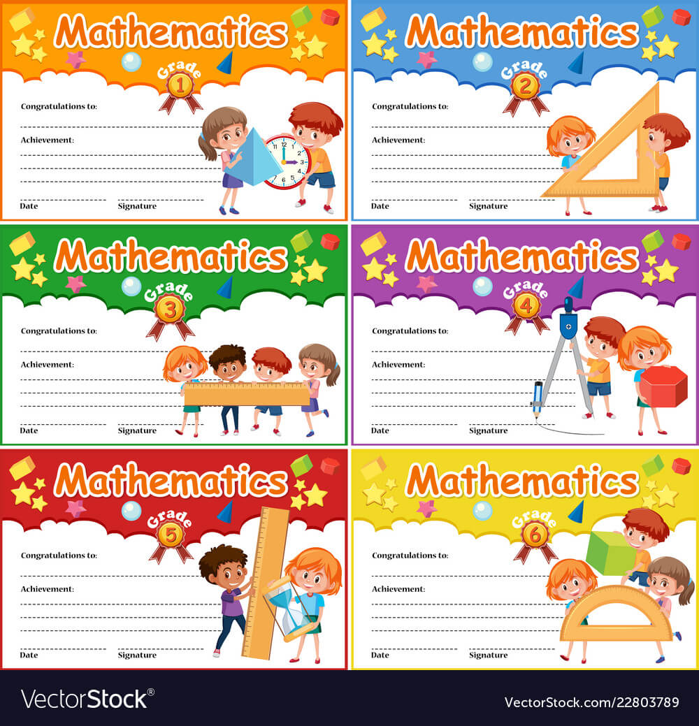 Set Of Mathematics Certificate Regarding Math Certificate Template