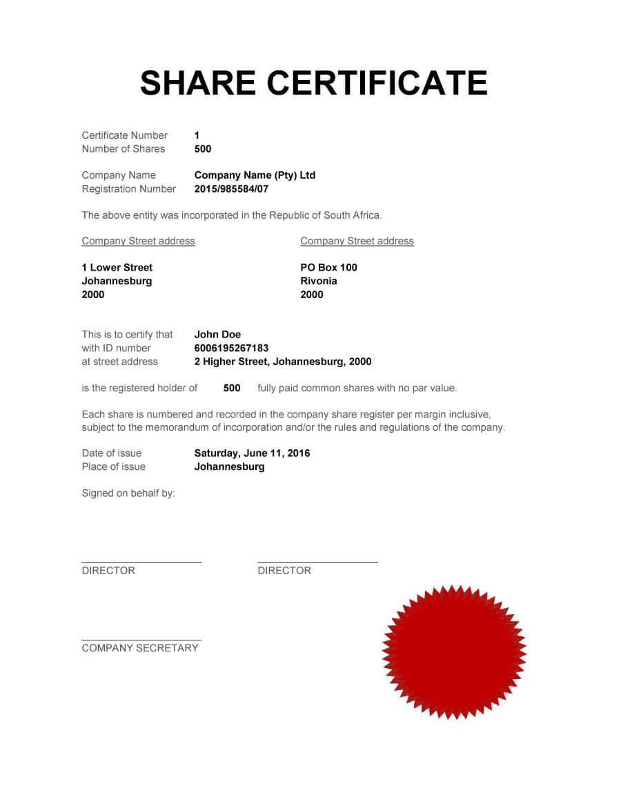 Share Certificate Format – Calep.midnightpig.co Intended For Template For Share Certificate
