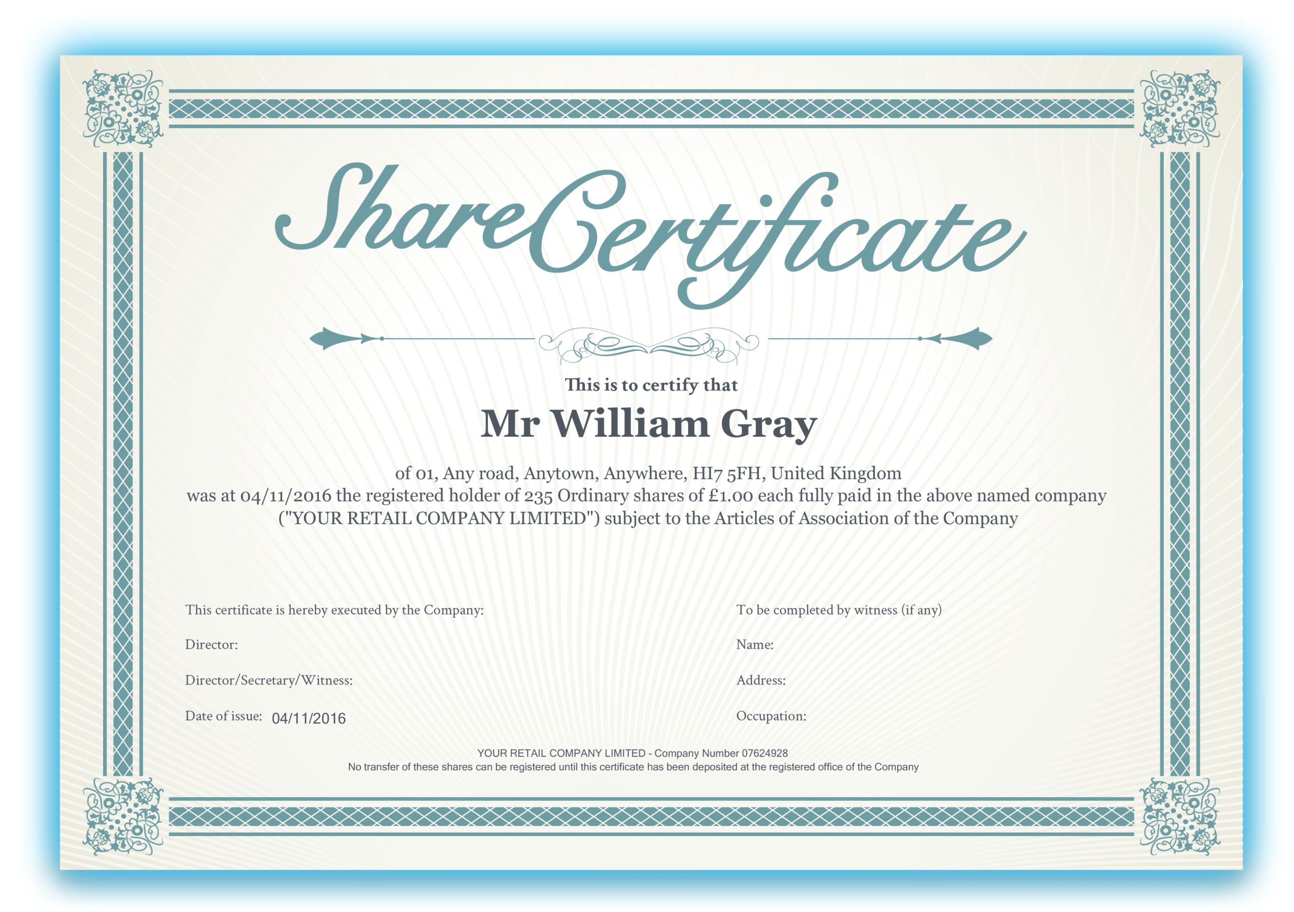 Shares Certificate – Dalep.midnightpig.co Within Corporate Share Certificate Template