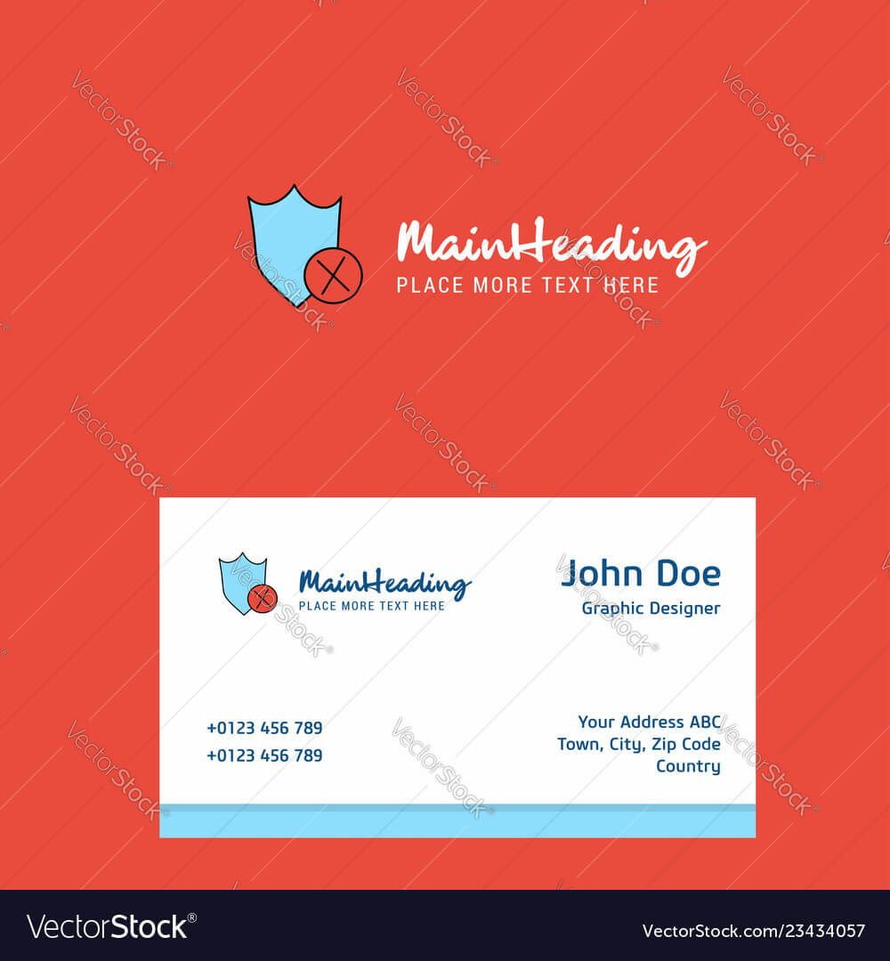 Shield Logo Design With Business Card Template Vector Image On Vectorstock Intended For Shield Id Card Template