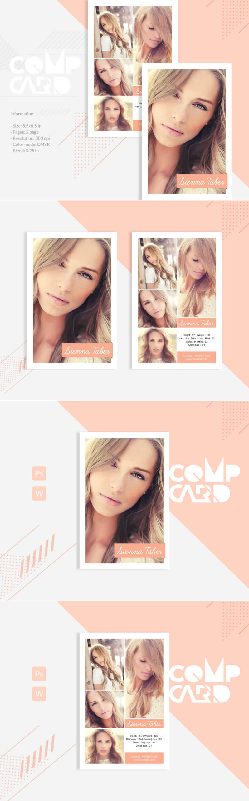 Sienna Taber – Modeling Comp Card Corporate Identity Template For Download Comp Card Template