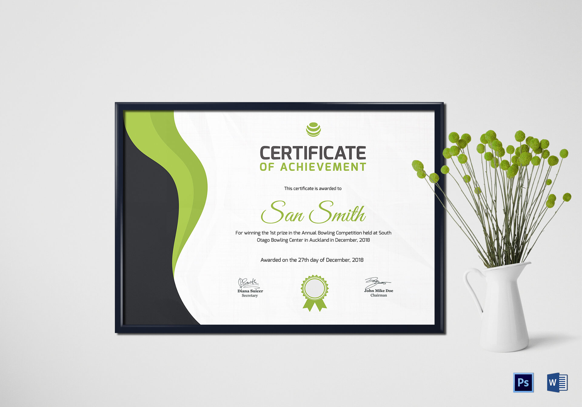 Simple Bowling Award Certificate Template Pertaining To Award Certificate Design Template