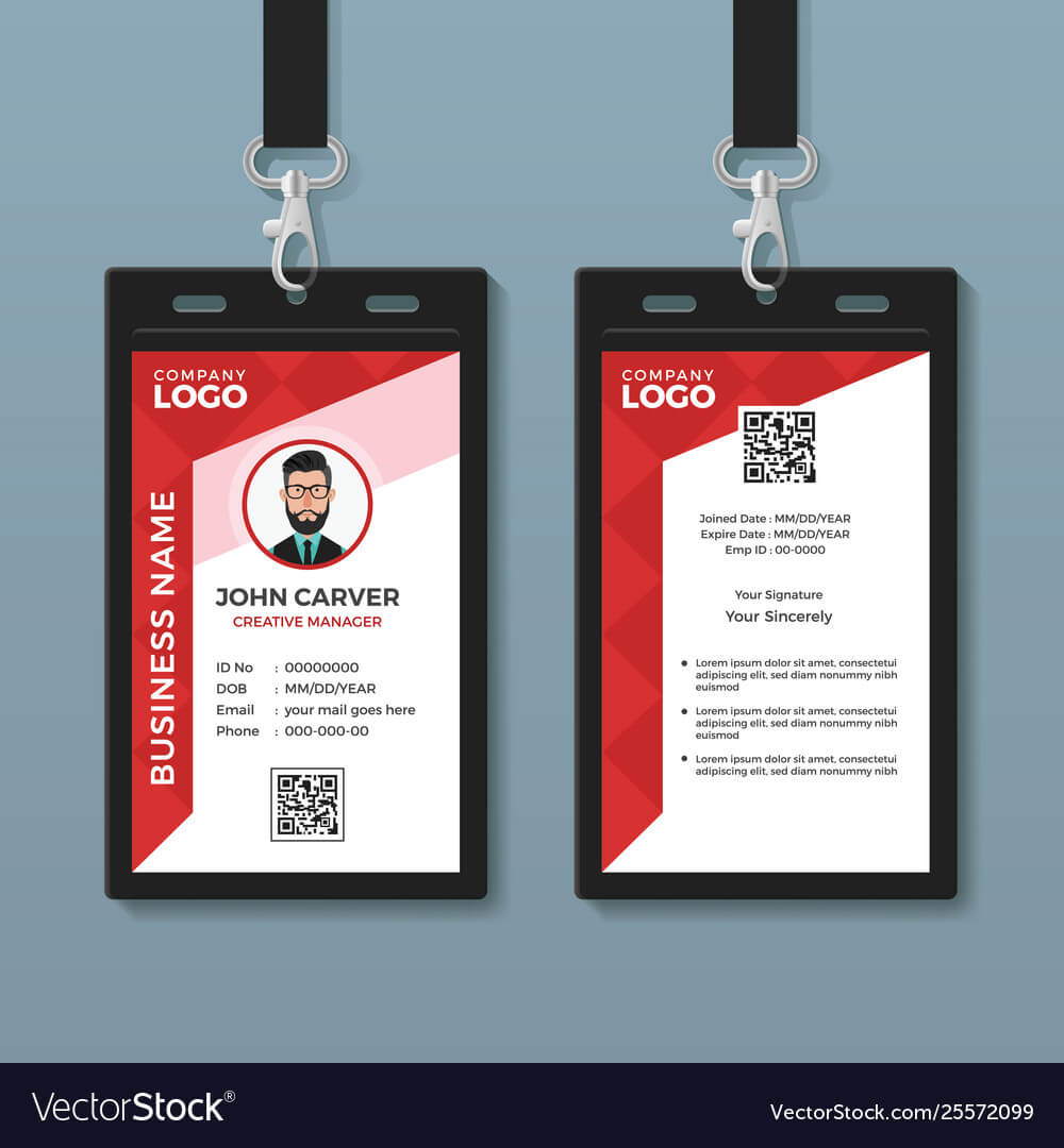 Simple Red Graphic Id Card Template With Media Id Card Templates
