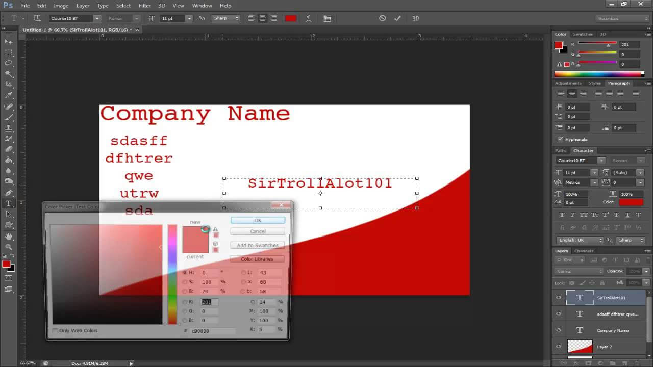 Simple Tutorials – Photoshop Cs6 – Making A Buisness Card Inside Business Card Size Photoshop Template