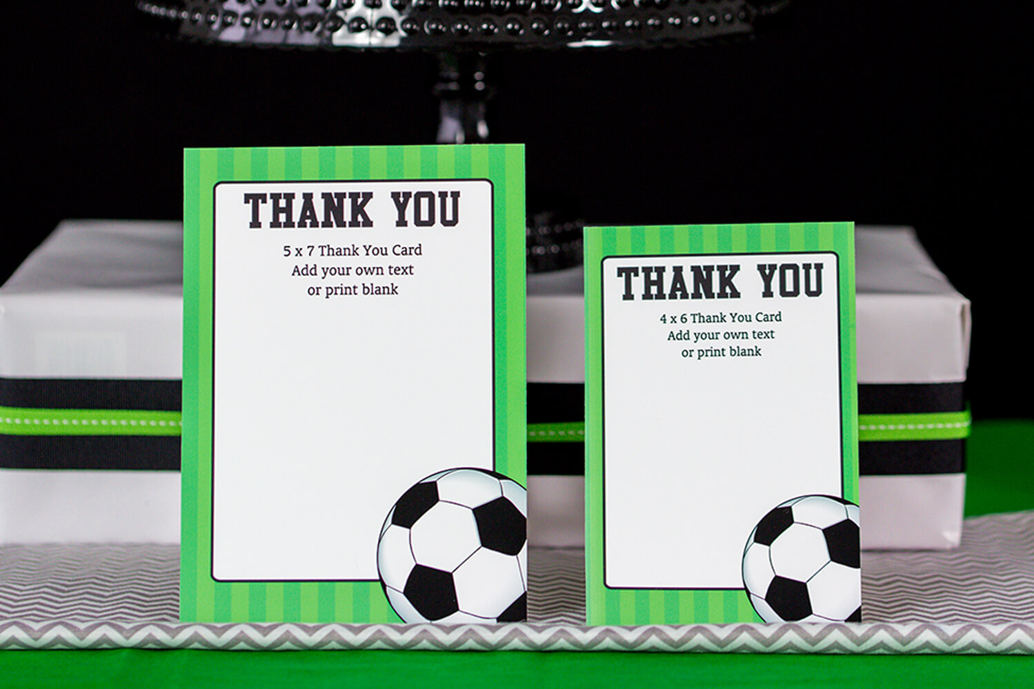 Soccer Party Decorations And Invitation Set With Soccer Thank You Card Template