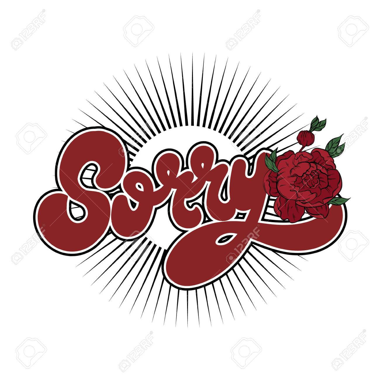 Sorry. Vector Hand Drawn Lettering Isolated. Template For Card,.. With Regard To Sorry Card Template
