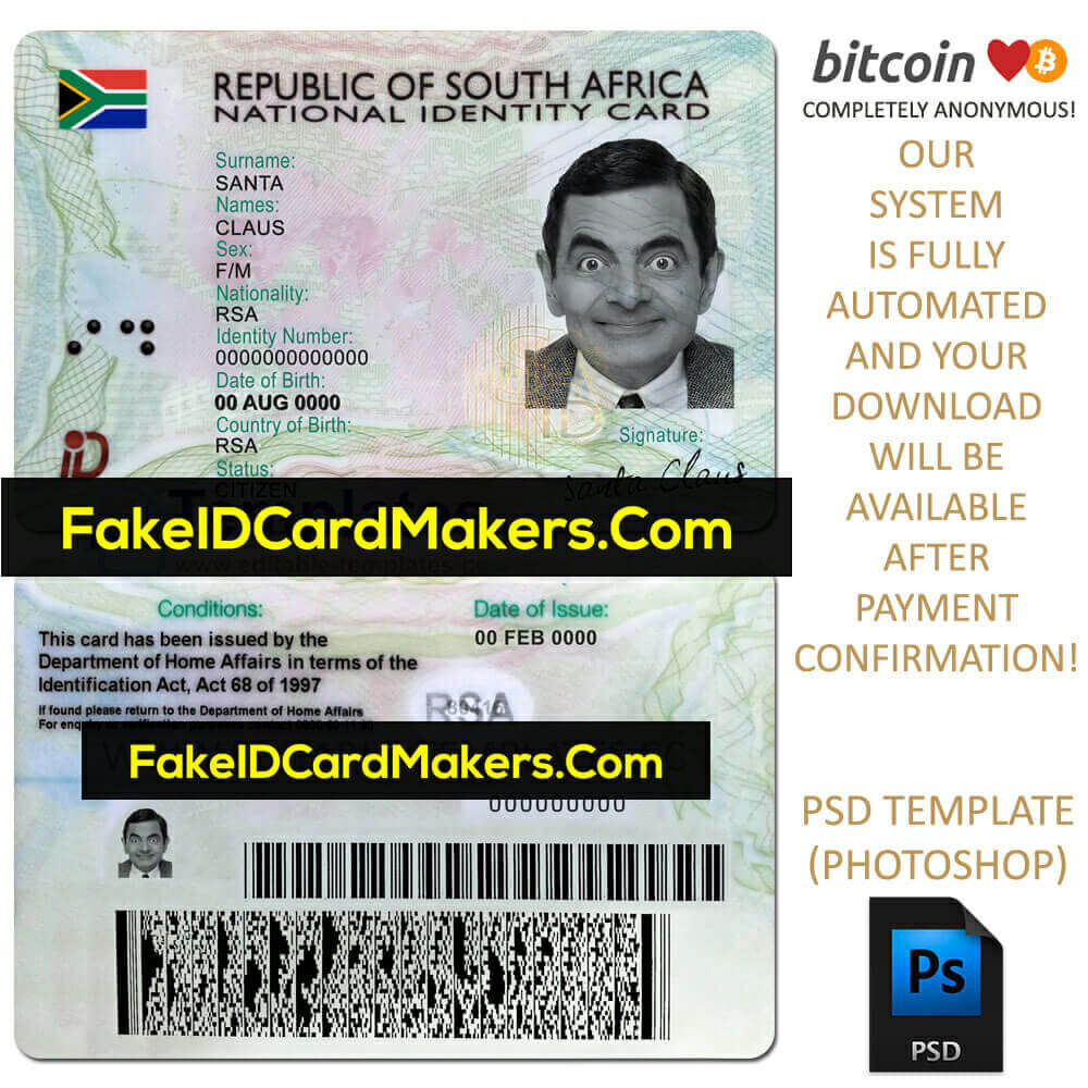 South Africa Id Card Template Psd Editable Fake Download Throughout Texas Id Card Template