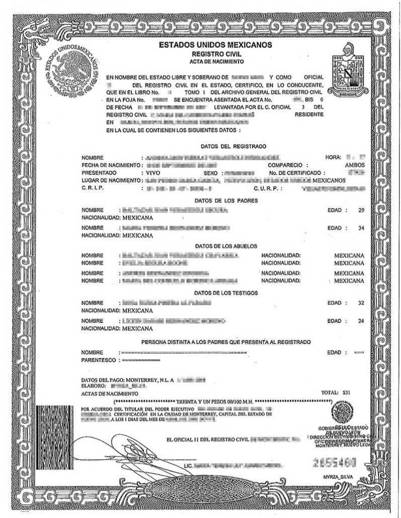 Spanish Birth Certificate Translation Burg Translations Pertaining To Mexican Birth