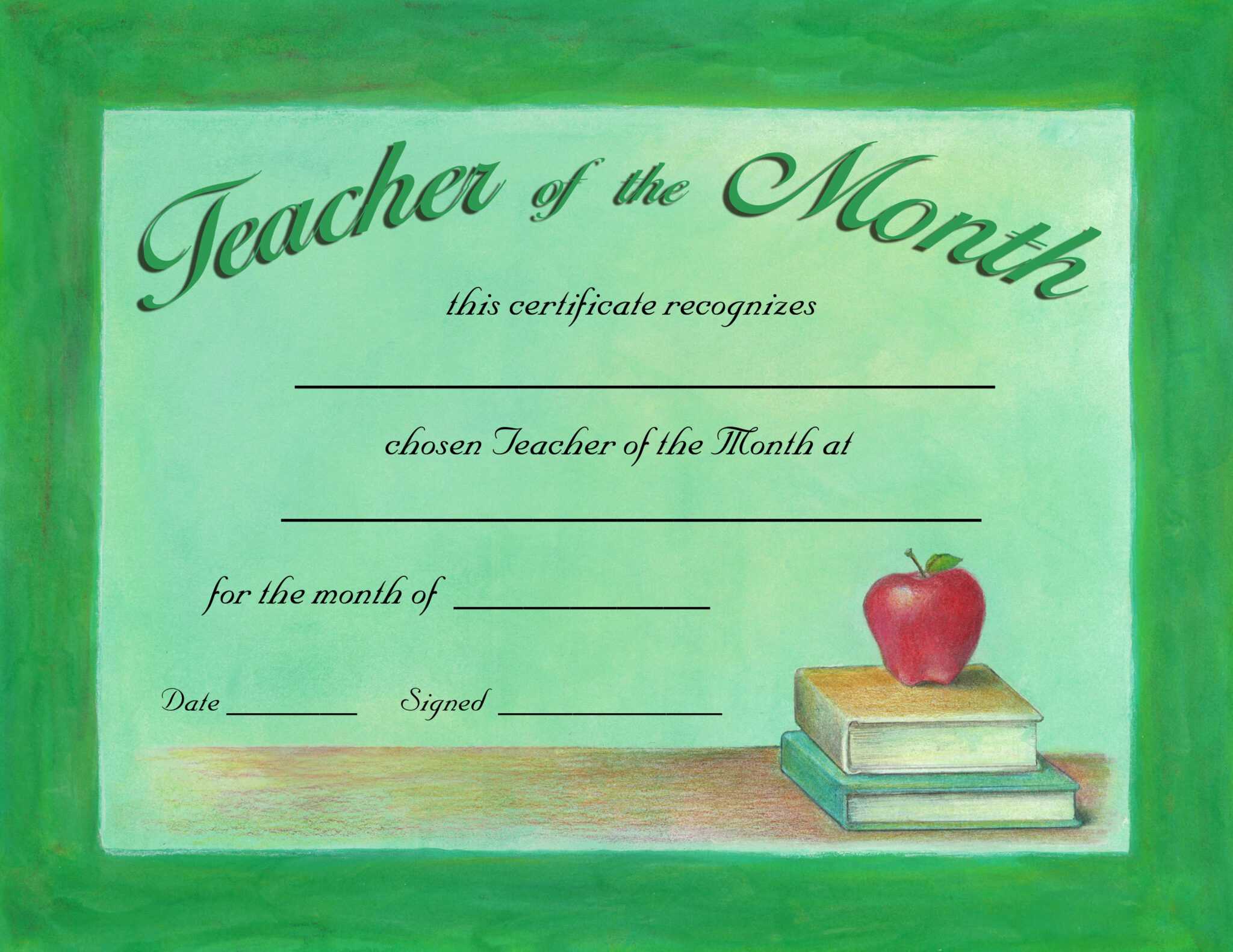 Special Awards With Teacher Of The Month Certificate Template Professional Template Ideas