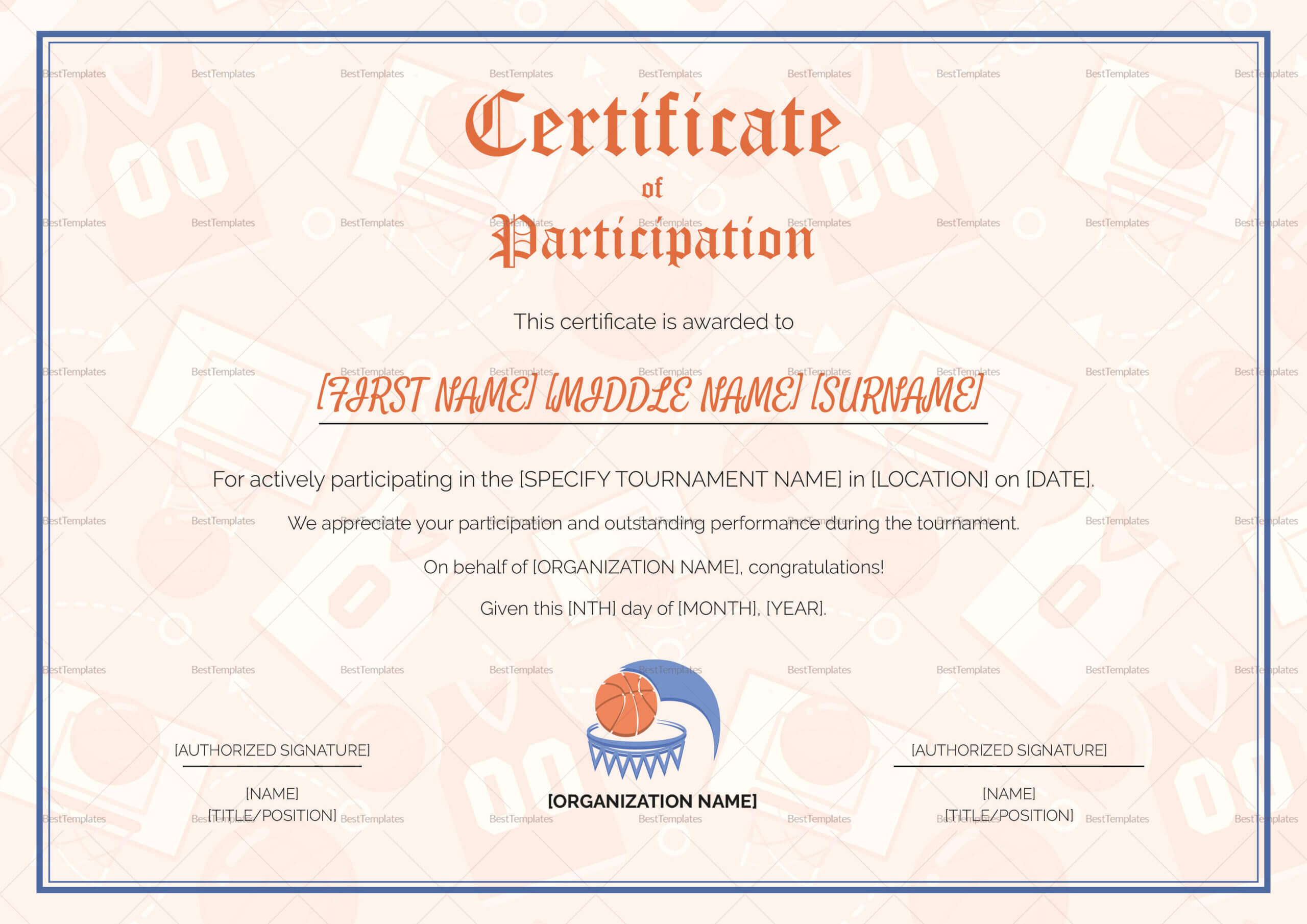 Sports Participation Certificates – Calep.midnightpig.co Pertaining To Templates For Certificates Of Participation