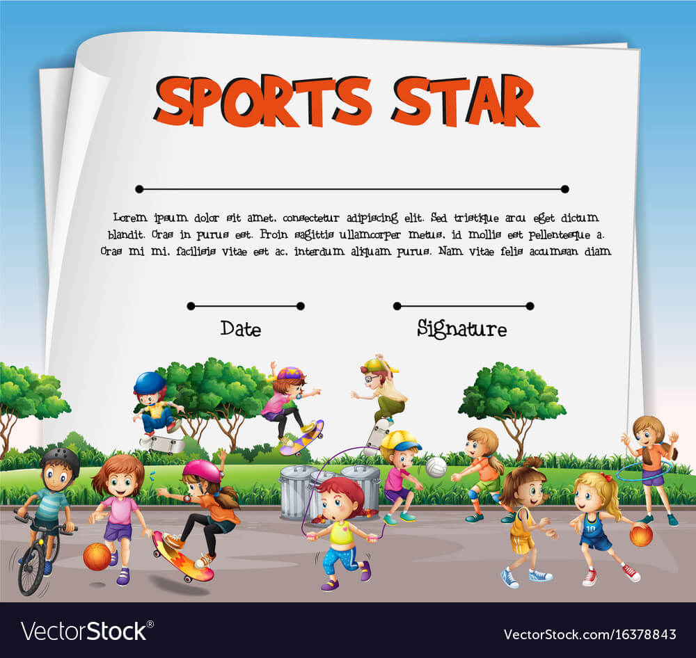 Sports Star Certificate Template With Kids For Star Certificate Templates Free